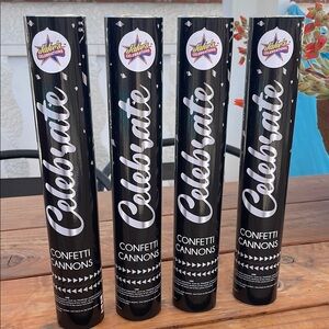 4 Large Elegant Silver Party Confetti Cannons Set~FUN~Jake’s Celebrations